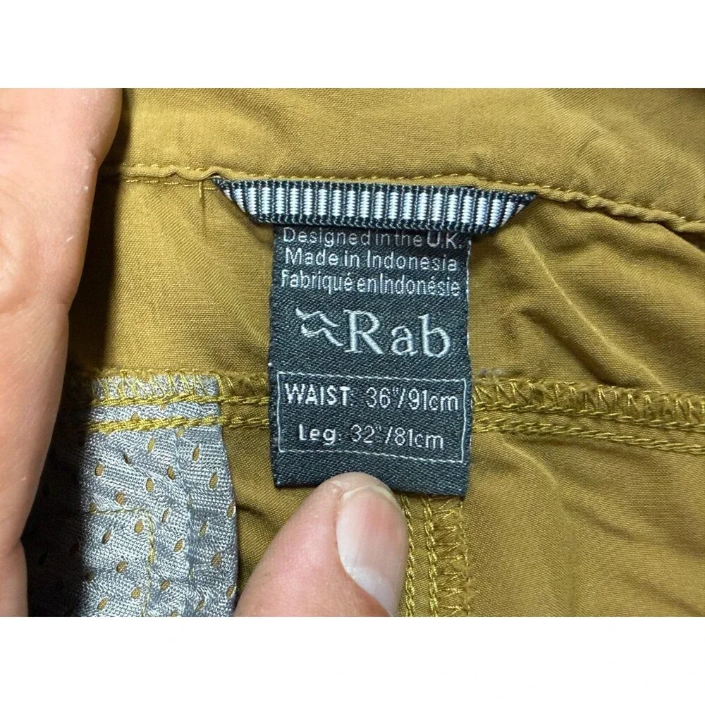 Rab Men's Incline Light Pants Oak Size XL Waist 36 Inseam 32